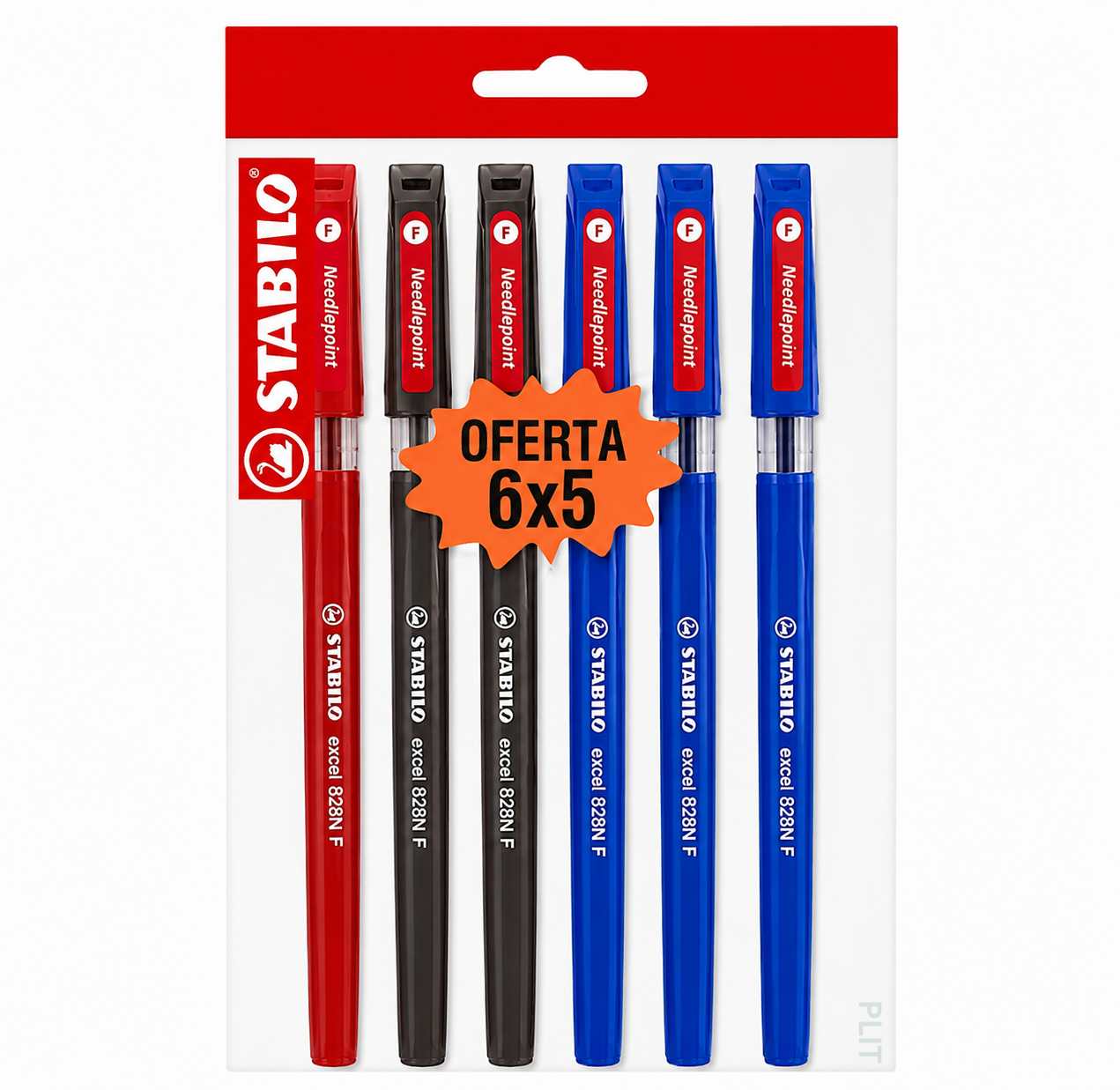 Set de Bolígrafos Stabilo Excel 828N Fino Azul, Negro, Rojo, 6 Lapiceros