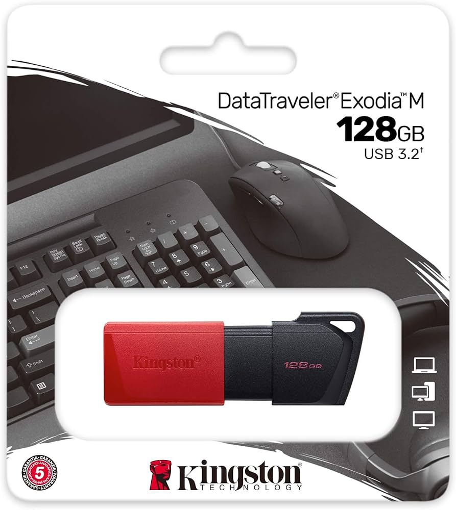 Memoria USB 3.2, 128 GB - Kingston DataTraveler Exodia M, Roja