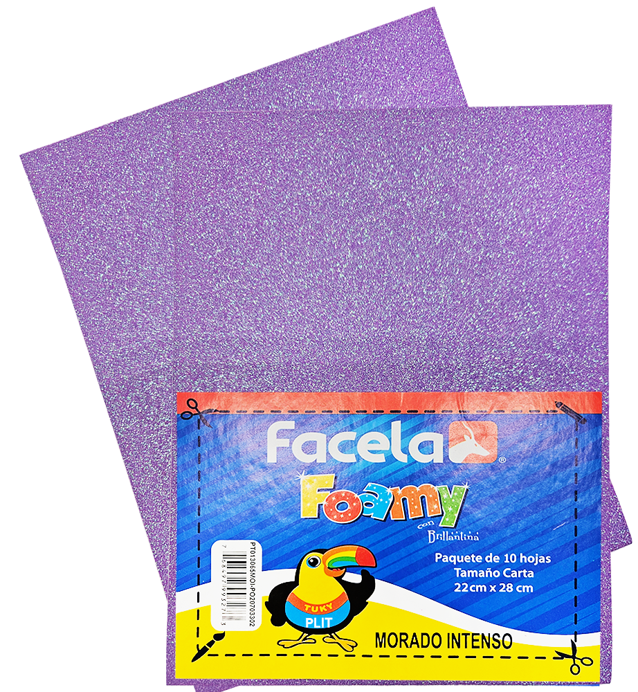 Foamy Escarchado 9" x 12", Morado Intenso, 10 Hojas