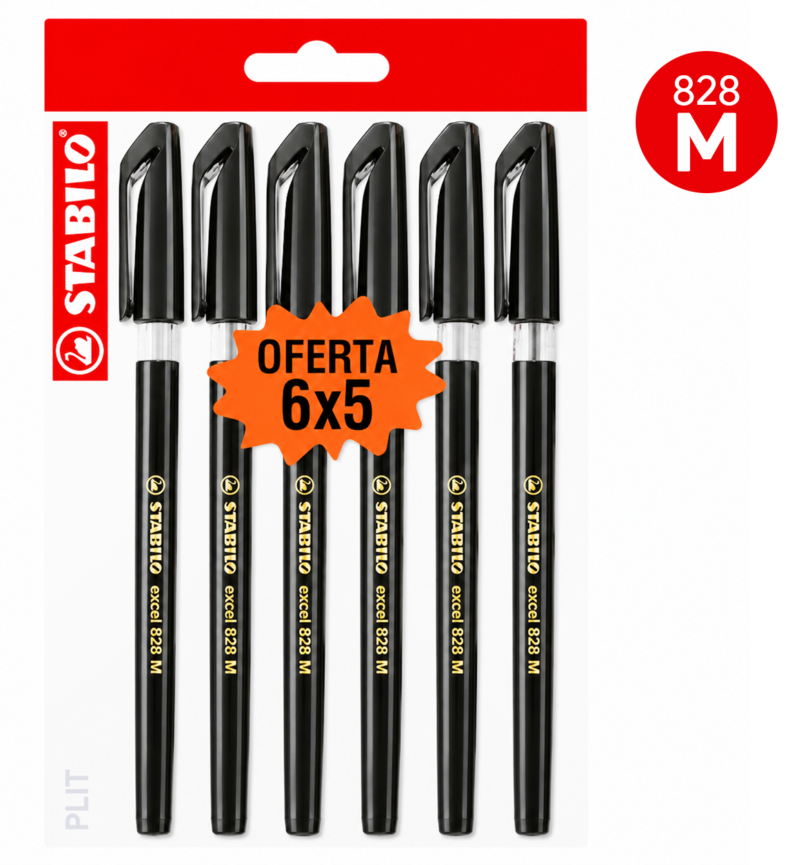 Set de Bolígrafos Stabilo Excel 828 M Negro, 6 Lapiceros