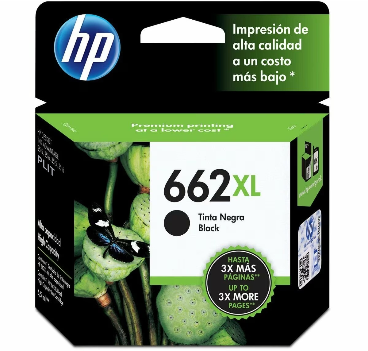 ORIGINAL: Cartucho de Tinta HP 662XL (CZ106AL) 6.5 ml, Tri-Color