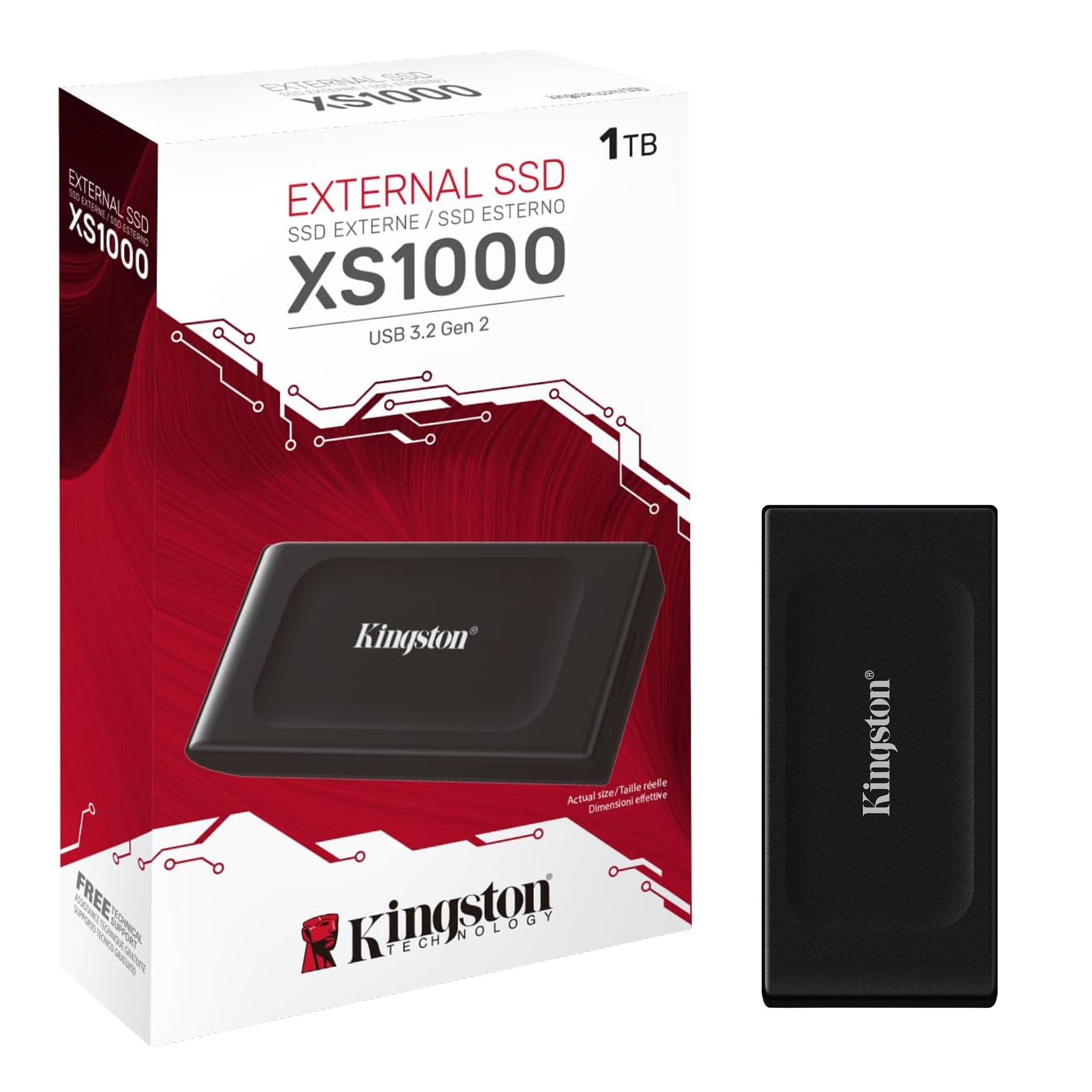 Disco Duro Externo de Bolsillo 1TB Sólido (SSD) Kingston XS1000