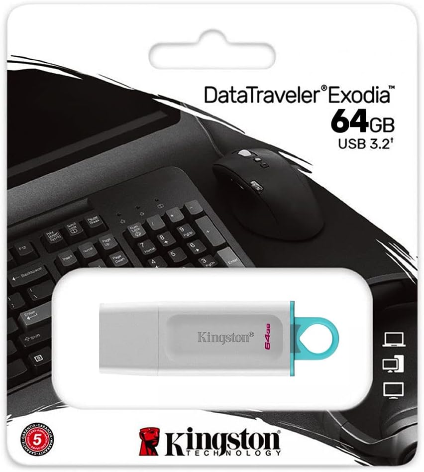 Memoria USB 3.2 de 64GB - Kingston DataTraveler Exodia, Blanca