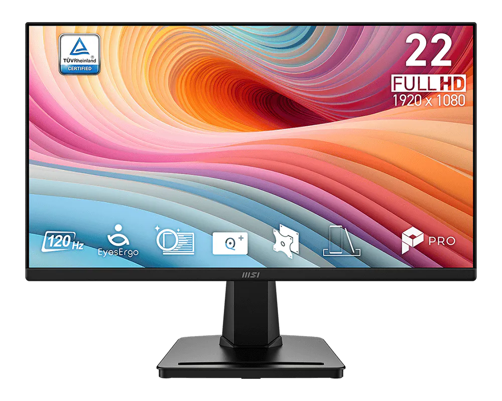 Monitor 22" MSI Pro PRO MP225 E12VL Vl Full HD 120Hz para Productividad y Entretenimiento