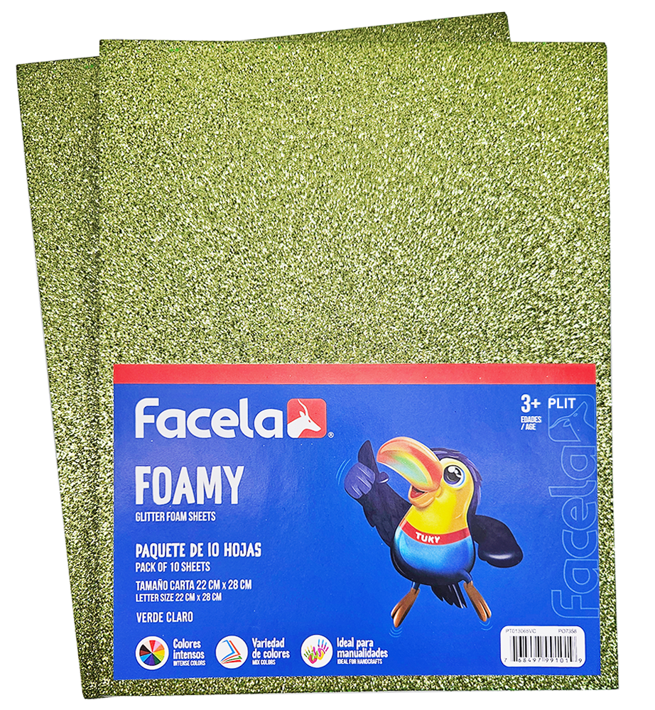Foamy Escarchado 9" x 12", Verde Claro , 10 Hojas
