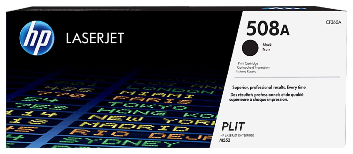 Original: Tóner HP 508A (CF360A) Negro para Impresoras LaserJet Enterprise M552, M553, M577