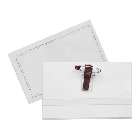 Gafete Porta Distintivo Horizontal con Broche, Transparente