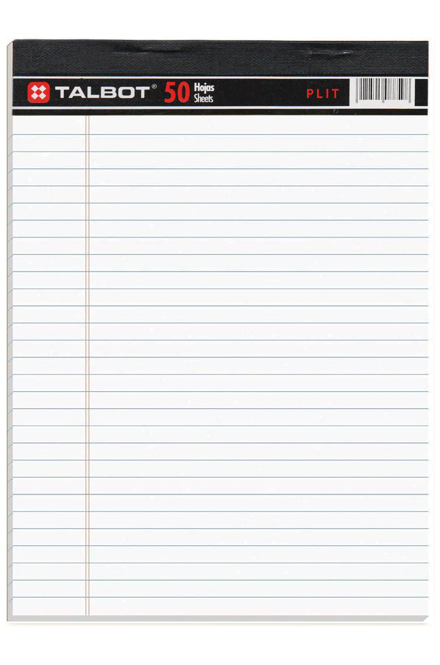 Libreta Rayada Blanca 8.5″ x 11″ de 50 Hojas - Talbot T-76211050PAD-B