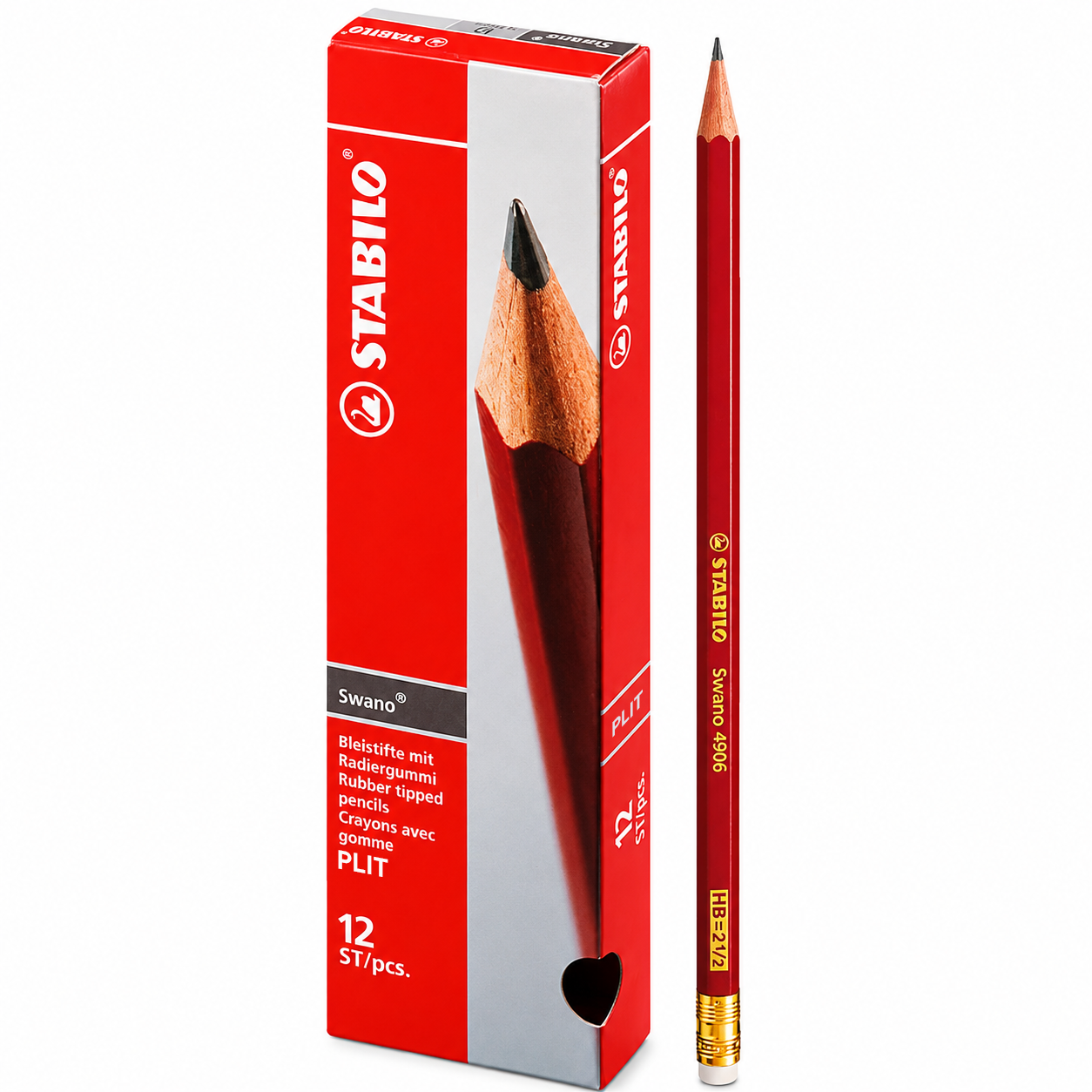 Lápiz de Grafito HB 2 ½ Stabilo Swano 4906, 12 Lápices