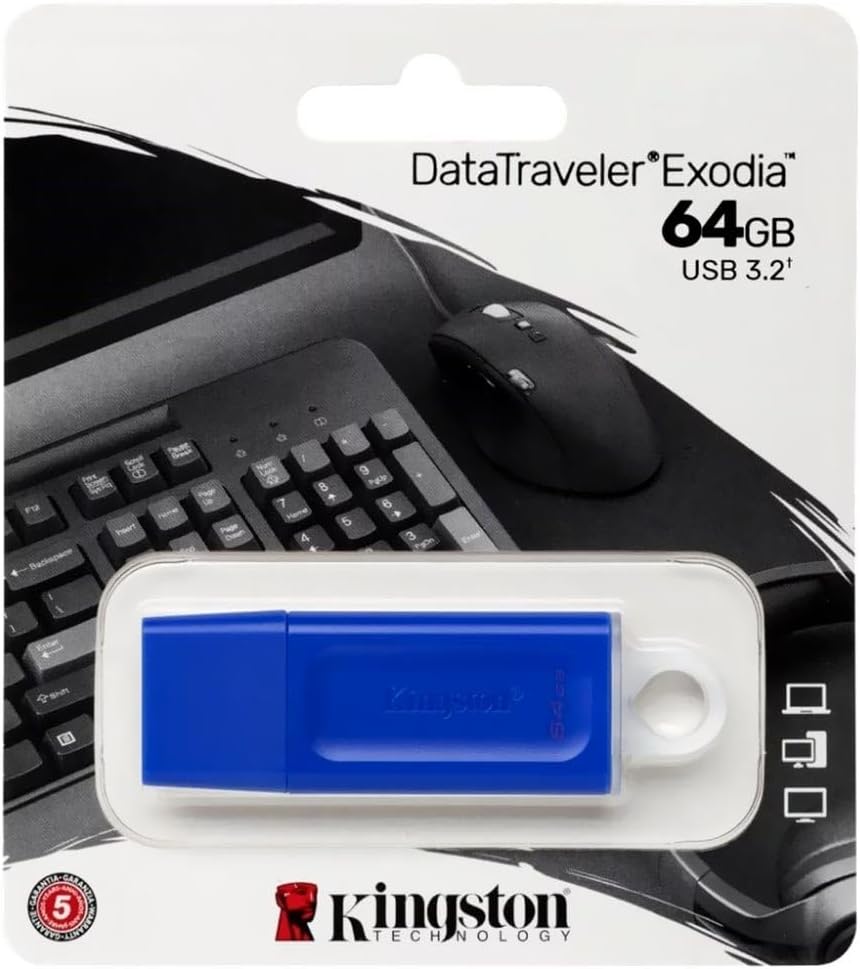Memoria USB 3.2 de 64GB - Kingston DataTraveler Exodia, Azul