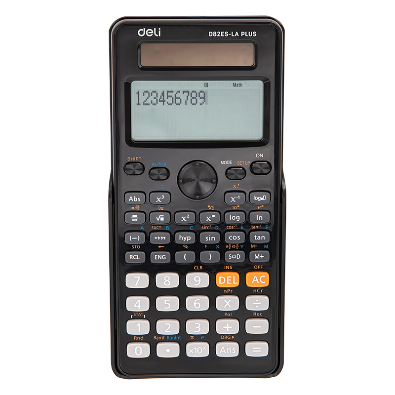 Calculadora Científica de 252 Funciones con Pantalla Textbook Deli CD82ES-LA, Negra