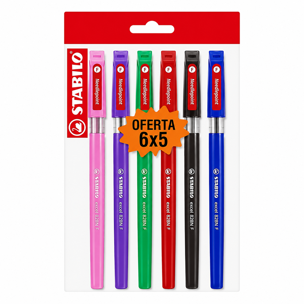 Set de Bolígrafos Stabilo Excel 828N Fino Colores Surtidos, 6 Lapiceros