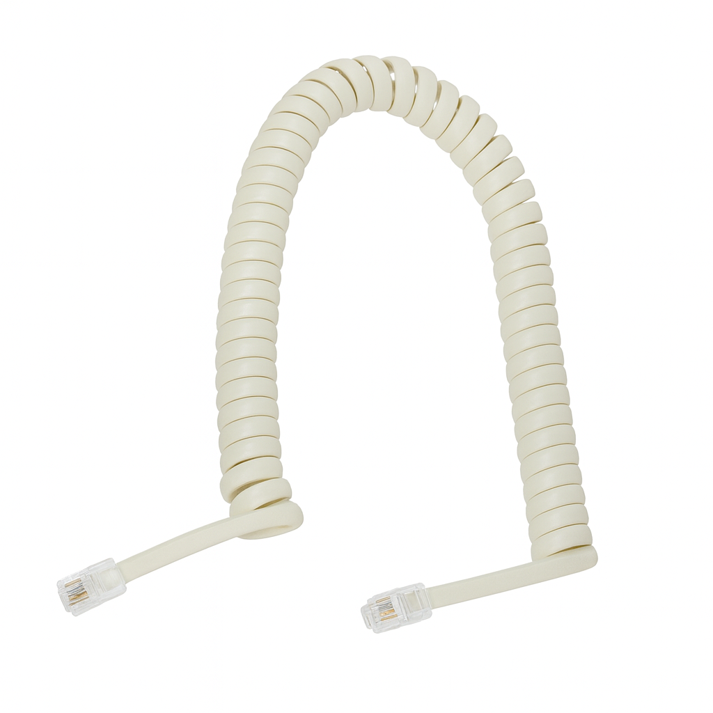 Cable RJ9 para Teléfono IP Grandstream de 10 pies en Espiral, Crema