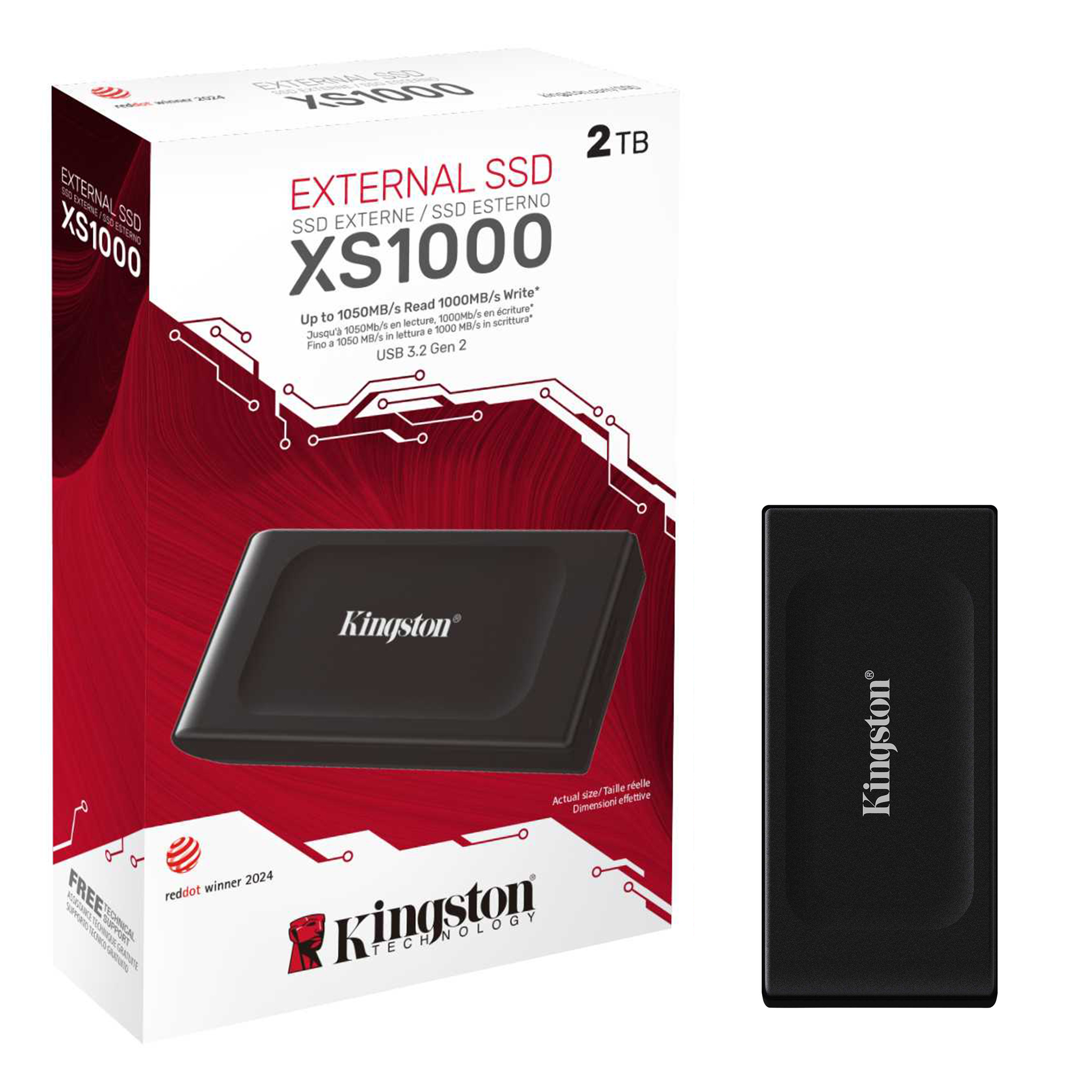 Disco Duro Externo de Bolsillo 2TB Sólido (SSD) Kingston SXS1000