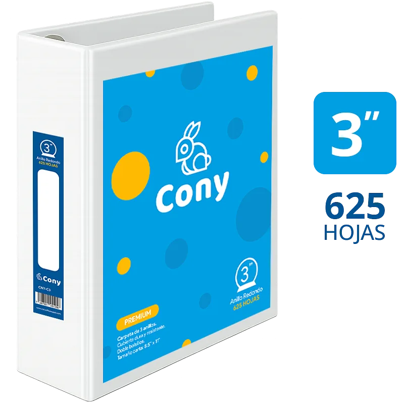Carpeta Cony de 3" Pulgadas con Cover, Blanca