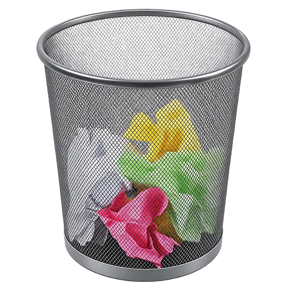 Cesto de Basura Metálico Redondo Grande 14" Foska HY65001, Plateado